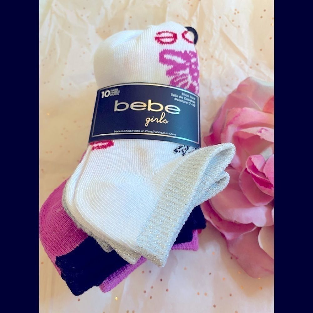 🎀BeBe Girls 10 pack Sport Socks Size : 7-10